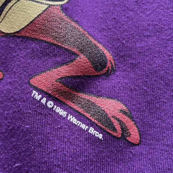 VTG 90’s 1995 Taz Tasmanian Devil Looney Tunes Warner Crew Neck Sweatshirt XL - Picture 4 of 8